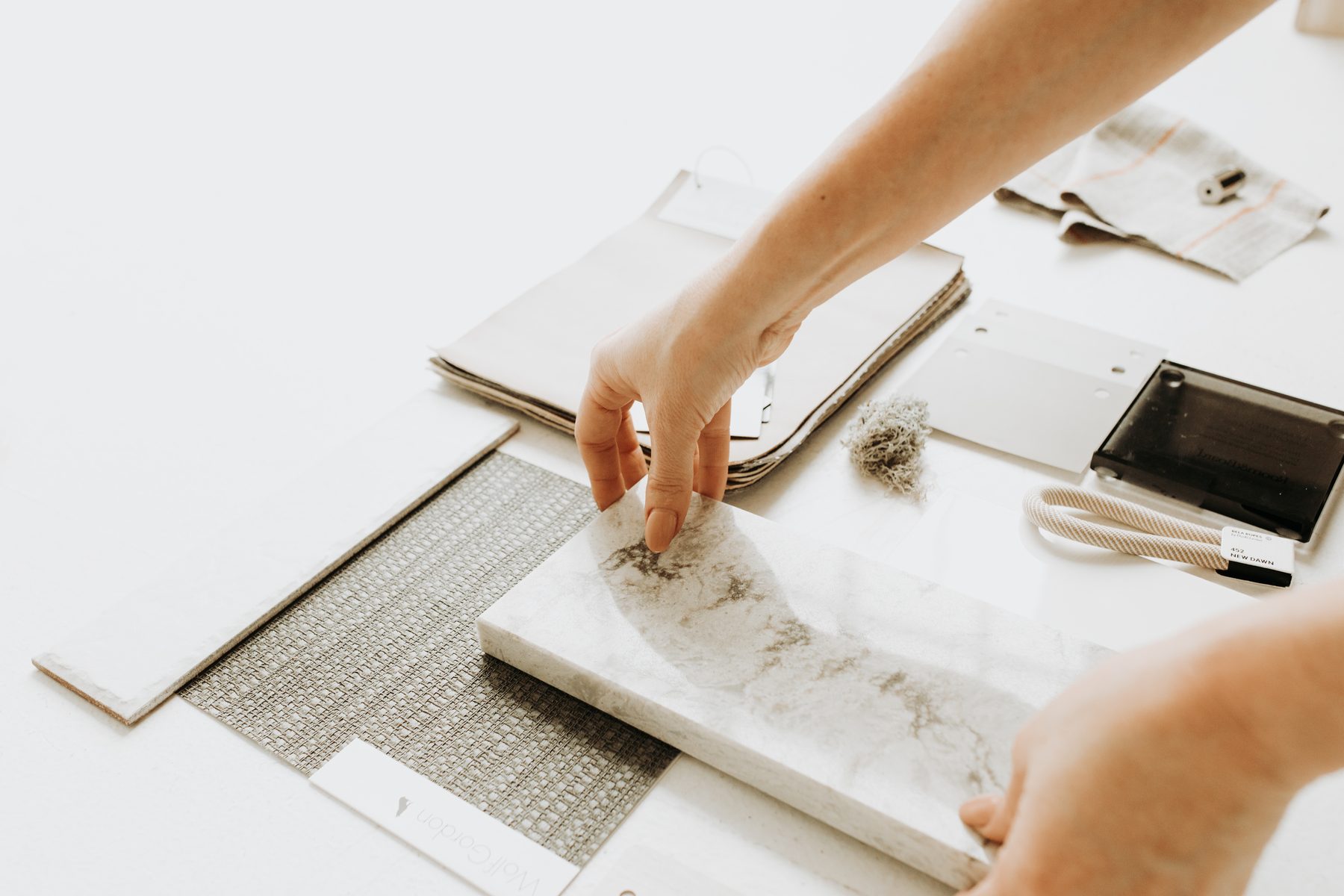 Selecting stone and material samples for a project